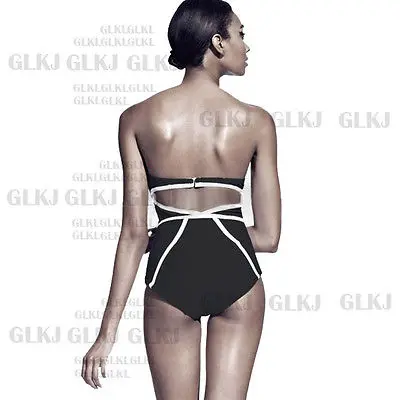 Сексуальный черный слитный купальник с эффектом пуш-ап сексуальный купальный