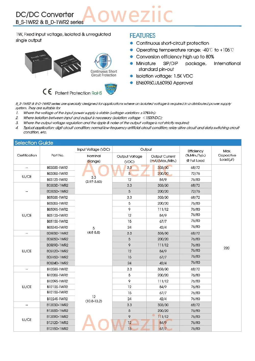 Aoweziic (1 шт.) (2 (5 (10 B0305S 1WR2 новый оригинальный SIP4 вход: 3 В Выход: 5 в 0 2 а DC 1 кв изоляция