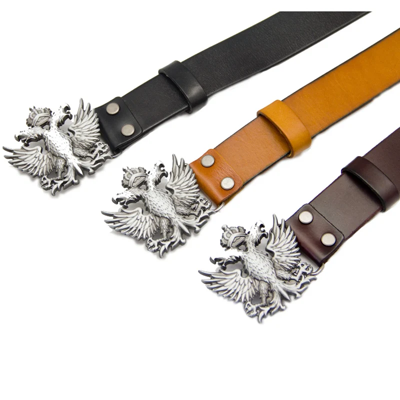 Мужской ремень из натуральной воловьей кожи пояс в стиле панк с пряжкой язычком