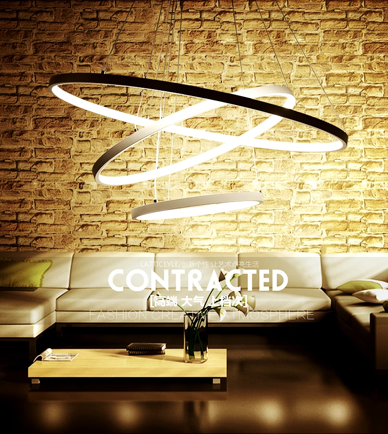 

Pendant 3ring acrylic pendant lights Dimmable Modern round pendant lamp 90-260V 40/60/80/100CM Simple personality lamps