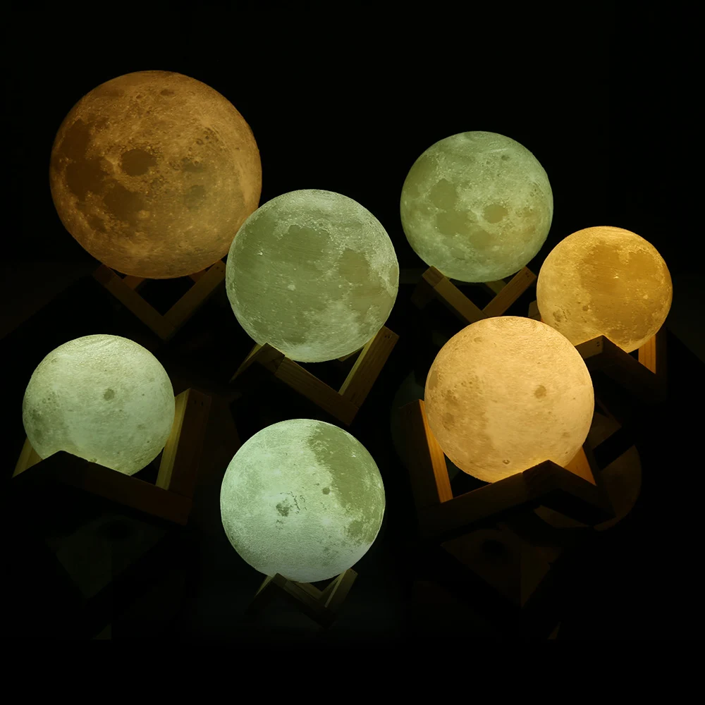 20 CM UE3D020 Rechargeable 3D Print Moon Lamp 2 Color Change Touch Switch Bedroom Bookcase Night Light Home Decor Creative Gift | Лампы и
