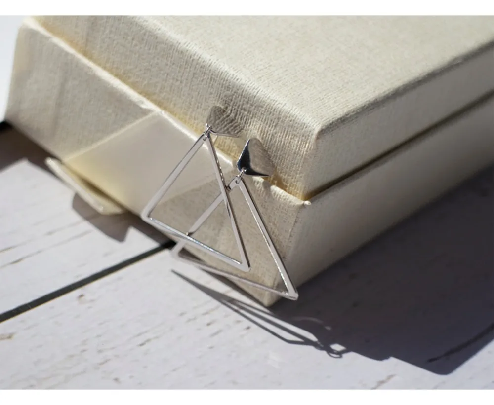 Серьги из стерлингового серебра 925 пробы Модные полые треугольные