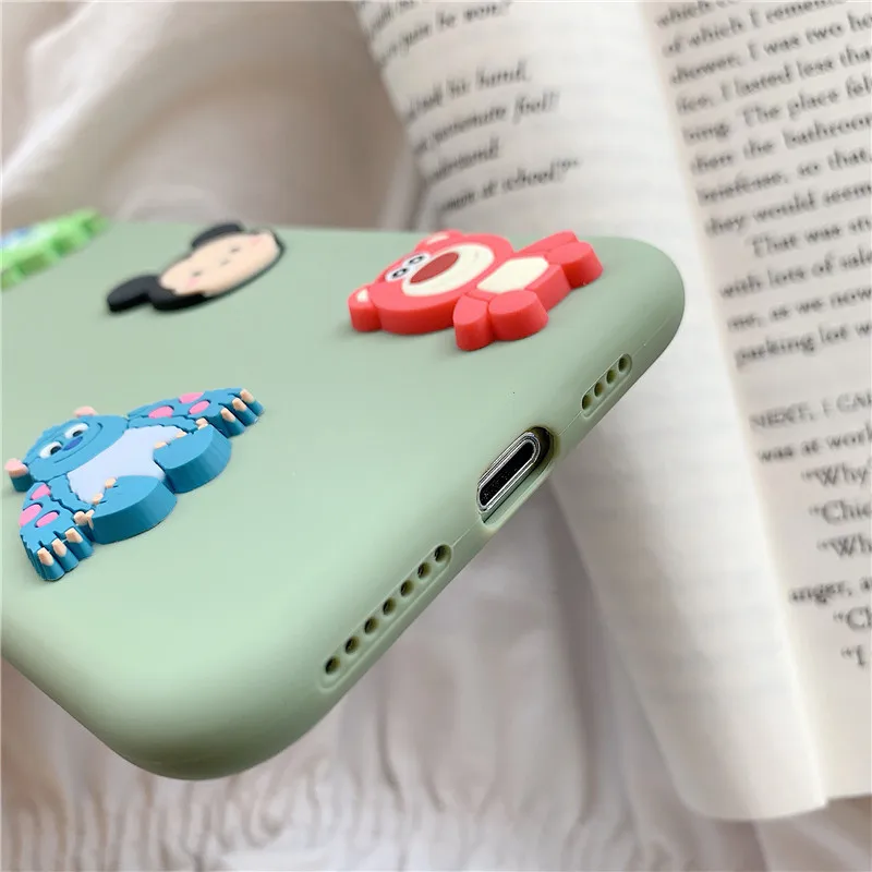 super cute cartoon embossing 3D doll TPU Pink green soft shell phone Case For Apple iphone 6 6s 7 8 Plus X XS XR MAX |