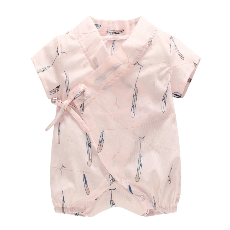 Летнее хлопковое кимоно с цветочным принтом стильная детская одежда комбинезоны