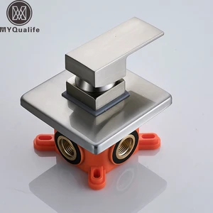 Скрытая установка из матового никеля, контрольный смесительный клапан, один ручка для душа, полный клапан, встроенная коробка, душевой клапан