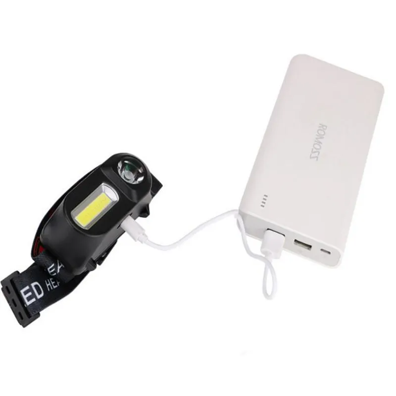 1 шт. XPE мини COB светодиодные фары налобный фонарь USB Перезаряжаемый 18650 фонарик