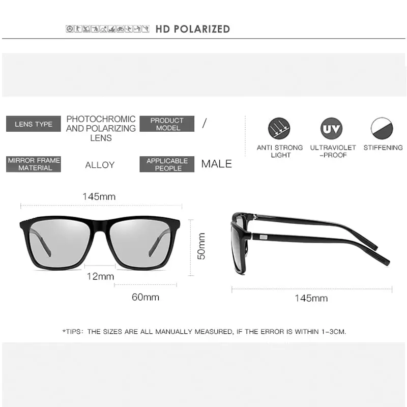SPLOV Модные мужские поляризованные солнцезащитные очки фотохромные линзы из