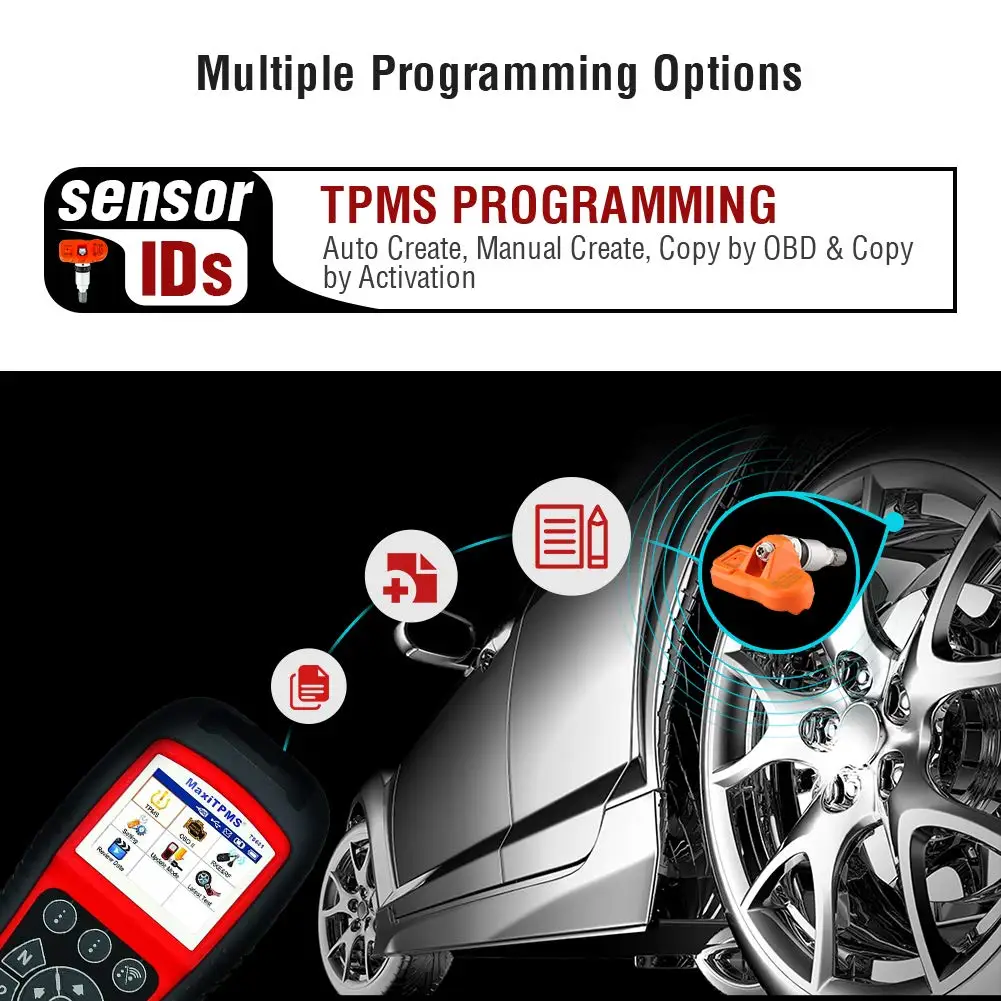 Autel TS601 TPMS Relearn Reset инструмент диагностический сканирующий инструмент для проверки и программирования сенсоров TPMS на 315 МГц и 433 МГц