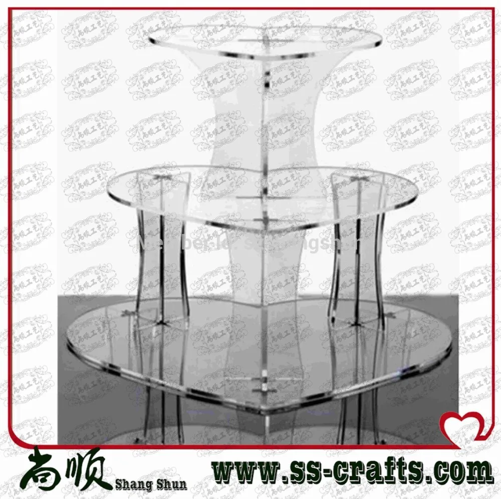 3-уровневая подставка в форме сердца акриловая для свадебного торта кекса