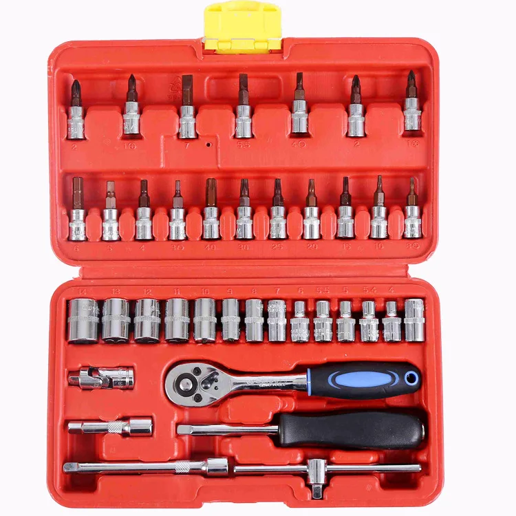 53pcs Auto car repaire tool box set  ratchet Wrench Sleeve Universal Joint Hardware Kit