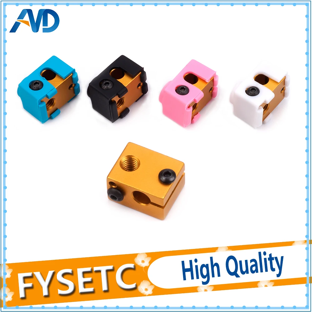 10pcs Golden V6 Aluminum Heater Block All-Metal Extruder With Silicone Sock For HotEnd 20*16*12mm 3D Printer Parts | Компьютеры и офис