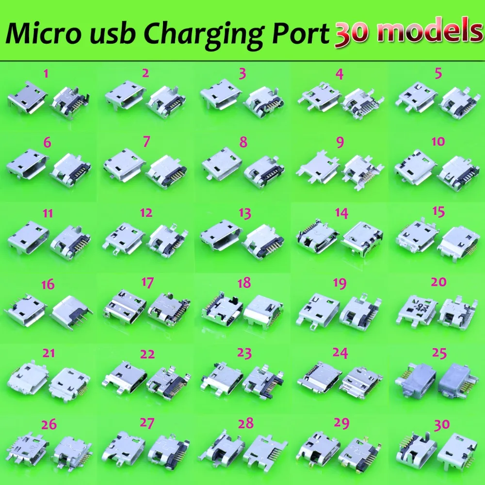 YuXi 30 моделей micro usb разъем 300 шт./лот очень распространенный зарядный порт для ZTE