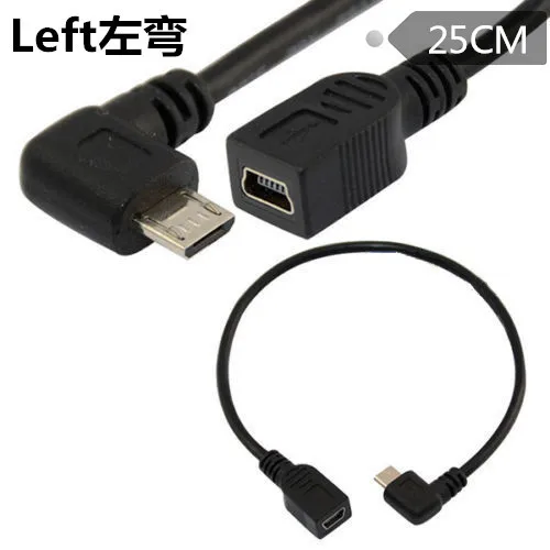 USB 2 0 Micro Male левый угловой к Мини 5pin Женский OTG кабель удлинитель 25 м|left angle|mini 5pinusb 2.0 |