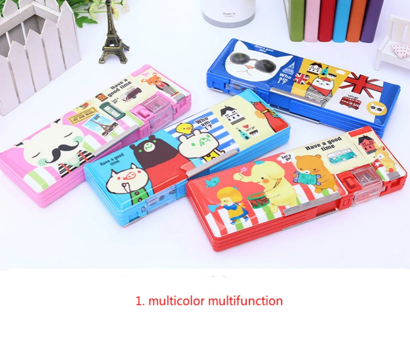 Estuche Escolar двусторонний чехол для карандашей с точилкой Estojo Escola канцелярская коробка многофункциональный чехол для карандашей школьные принадлежности