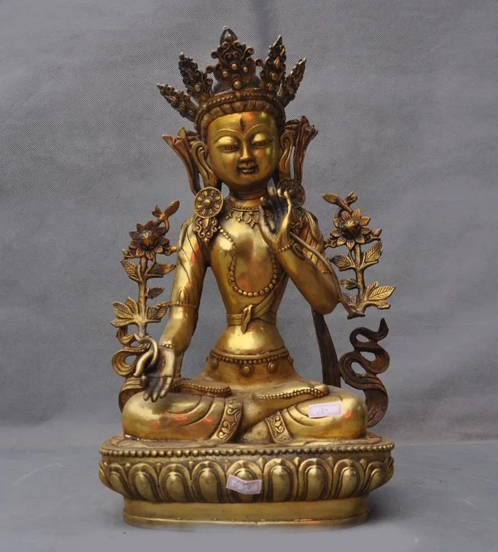 

wedding decoration old tibet buddhism bronze gilt White Tara Kwan-Yin GuanYin goddess buddha statue