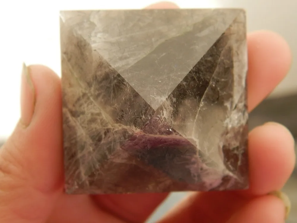 

Natural black hair crystal QUARTZ CRYSTAL pyramid WAND POINT HEALING
