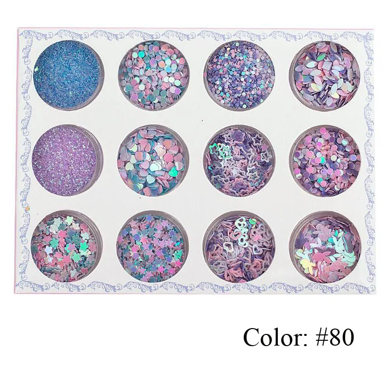Блестящий Порошок для маникюра 12 цветов|Блестки ногтей| |