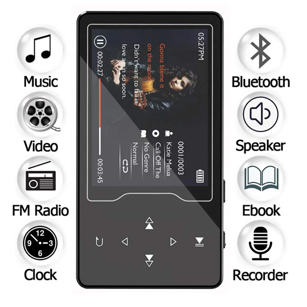HIFI Bluetooth MP3 плеер 16 ГБ встроенный динамик сенсорная кнопка с 2 4 дюймовым HD большим