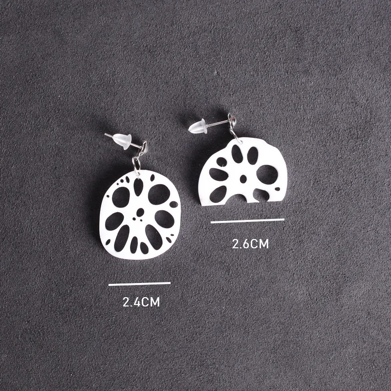 Fashion Hip Hop Jewelry Night Club Acrylic Asymmetric Lotus Root Earrings For Women | Украшения и аксессуары