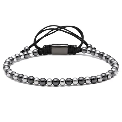 Steel and black Mcllroy известный бренд двойной цвет мужской браслет 4 мм круг из титановой стали бусины макраме плетеные браслеты для мужчин и женщин подарок - Окраска металла: Steel and black