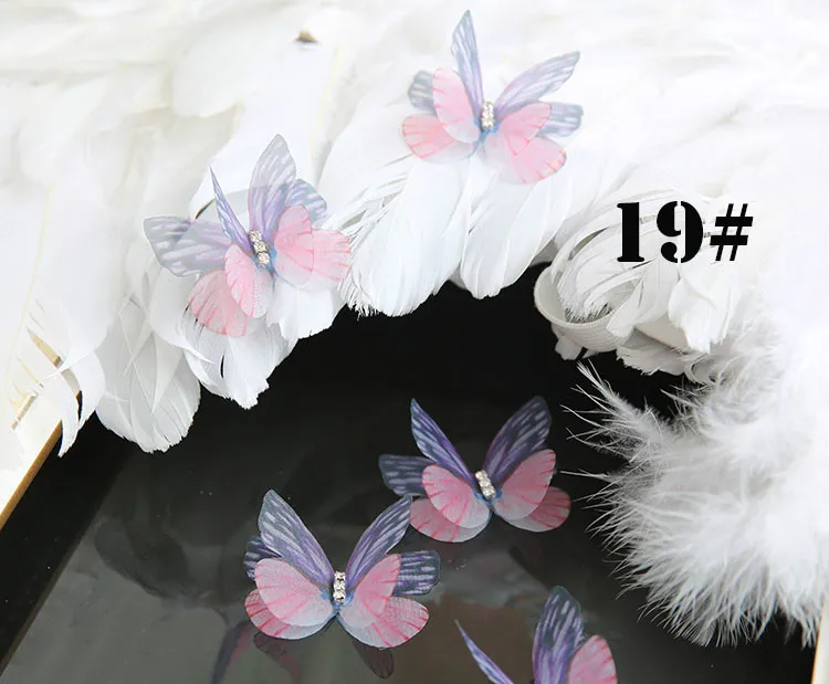 10 шт./лот прозрачная двухслойная цветная кружевная заколка-бабочка головной убор