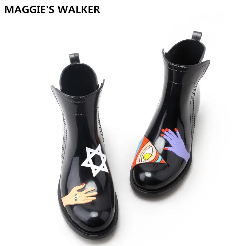 Maggie's Walker/Модные непромокаемые сапоги; женские сапоги на высокой платформе с Фламинго; непромокаемые сапоги; повседневная обувь из водонепроницаемого материала; непромокаемые Size35-40