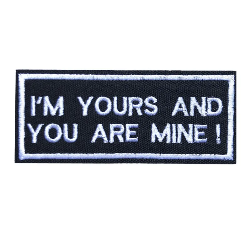 10x4 см вышитые Пришивные нашивки с надписью YOU ARE MINE черные значки со слоганом для