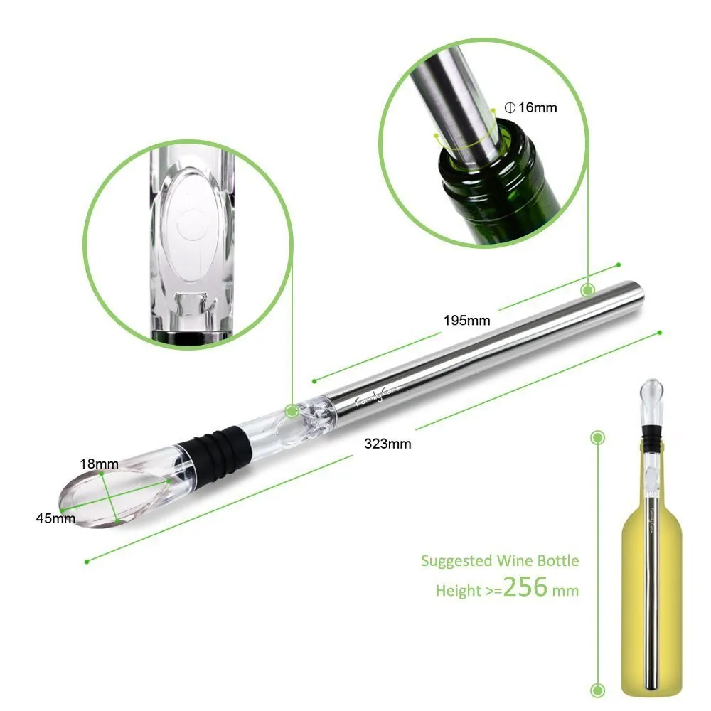 Iceless 3 в 1 Нержавеющая сталь бутылки вина охладитель stick пиво охлаждения Cooler стержень с Аэратор и Pourer Графин домашний бар применение
