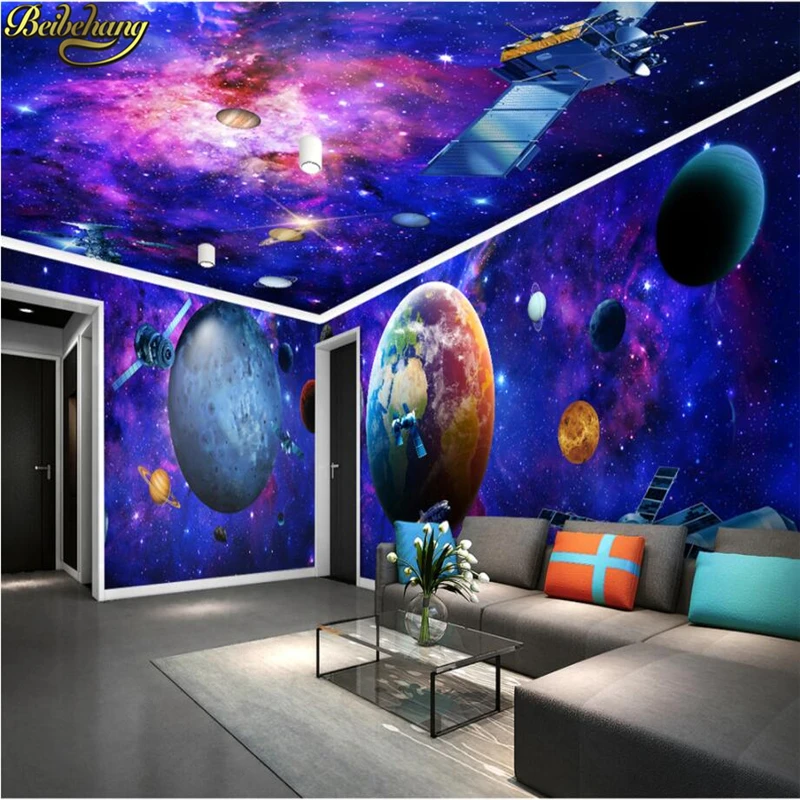 beibehang Custom Cosmic Galaxy Earth Photo wallpaper for walls 3 d Stereo European Landscape Photo Mural Wallpapers Living Room