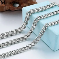 moorvan stylish stainless steel unisex necklace for men round cut curb cubanlong short chainscool trendy miesten kaulakoru