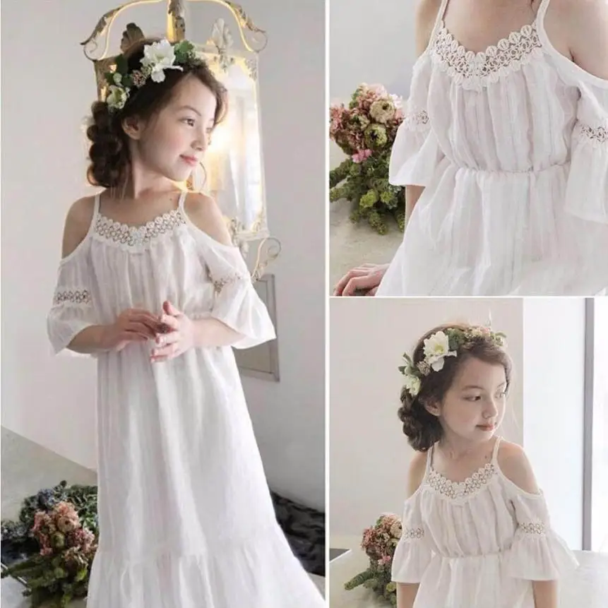 2017 beachwear girl dress white lace kids baby clothes summer dresses for weeding party Girls vestido infantil | Детская одежда и