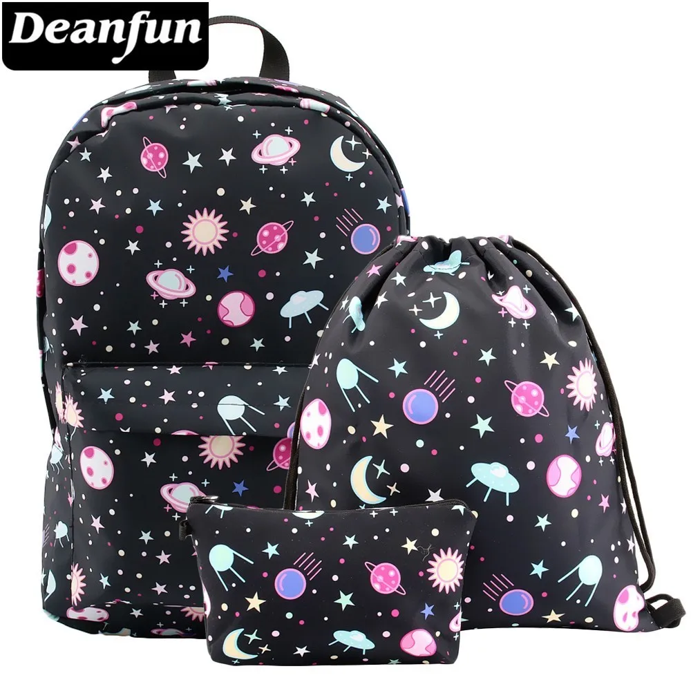 Deanfun/комплект сумок рюкзак для девочек водостойкий с принтом космоса галактики