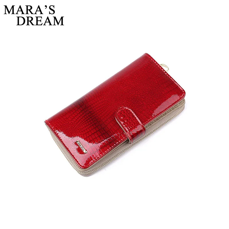 A Red Mara's Dream, новинка, яркие женские кошельки из натуральной кожи, Аллигатор, зерно, вертикальная застежка, одноцветные, красные, для монет, кредитный держатель для карт, кошелек - Цвет: A Red