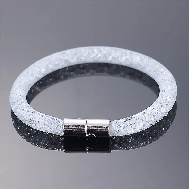 LT Aquamarine Miasol, сетчатая цепочка, полностью полимерный кристалл, внутри, обёрточная бумага, магнитный браслет для женщин, подарок, B1437 - Окраска металла: LT Aquamarine