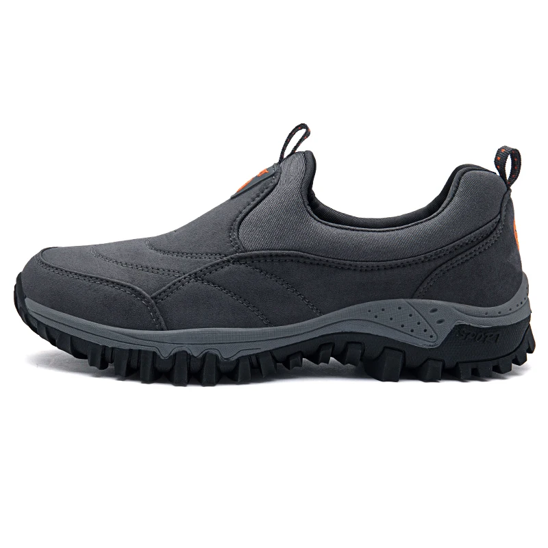 Серый Male Walking shoes men Outdoor Athletic Shoes non-slip rubber Mens Sneakers faux suede Man footwear dad shoes big size 38-46 - Цвет: Серый