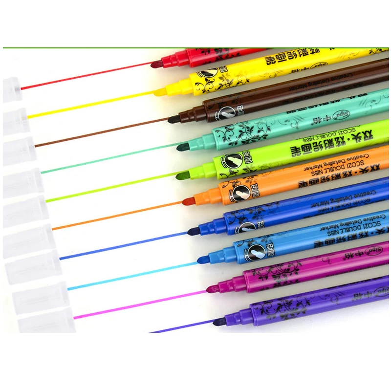 Набор из 10 цветных ручек с двойной головкой для рисования постеров книг