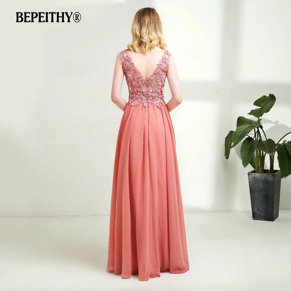 Vestido De Festa длинное вечернее платье с v образным вырезом кружевные розовые вечерние
