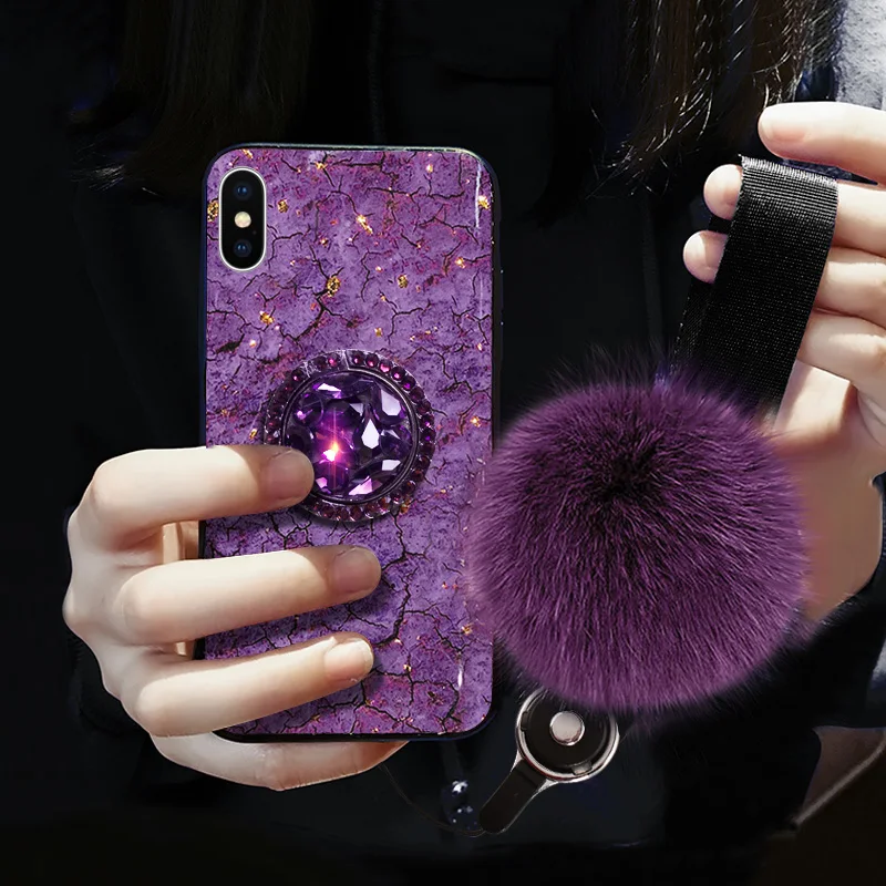 Роскошный оригинальный чехол для iPhone 6 6s Plus 7 8 X XR XS MAX меховой ремешок на запястье