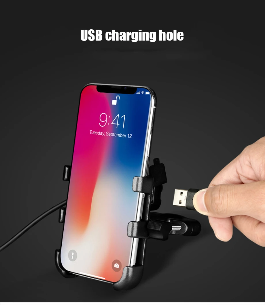 ARVIN мотоциклетный зарядный алюминиевый держатель для телефона с USB зарядным устройством Moto Handlebar кронштейн Подставка для 3-6,4 дюймов крепление для мобильного телефона