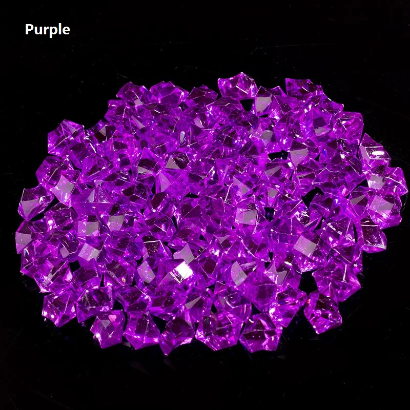 Purple 100 x искусственный цвет рок акриловый кристаллический камень пластиковая прозрачная ваза декоративная каменная рыбка украшения для дома и свадьбы - Цвет: Purple