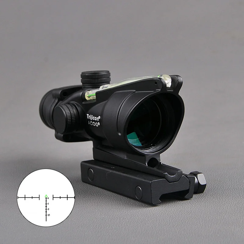 Trijicon ACOG 4X32 оптика из настоящего Волокна Красная точка с подсветкой шеврон стекло травленая сетка тактический оптический прицел охотничий прицел - Color: GR-Chevron