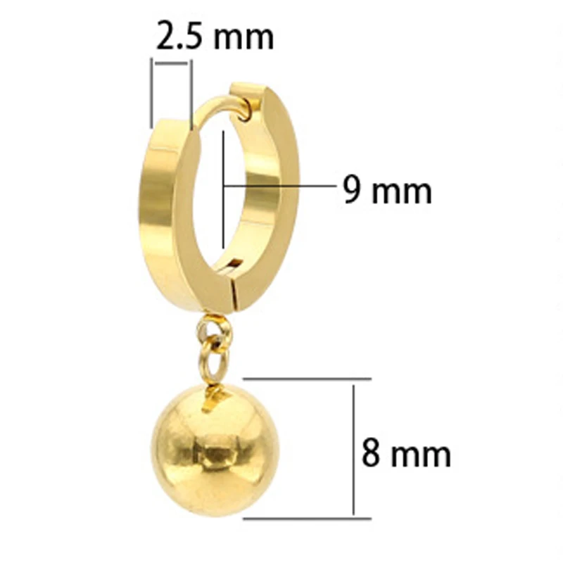 Kiteal New Titanium stainless steel smooth 8mm ball pendant flat ear buckle simple trend fashion jewelry|Серьги-подвески| |