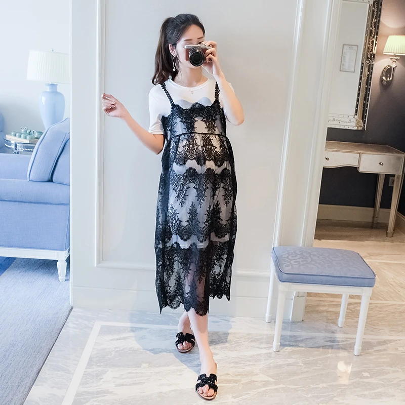 6098 лето новый продукт корейский стиль круглый воротник футболки с кружева из