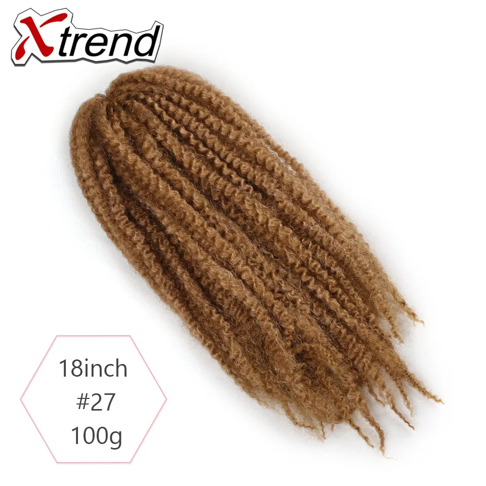 Xtrend 18 дюймов 20 прядей/pc Синтетические афро марли оплетка волос для женщин коричневый бордовый крючком сплетенные волосы для наращивания - Цвет: #27