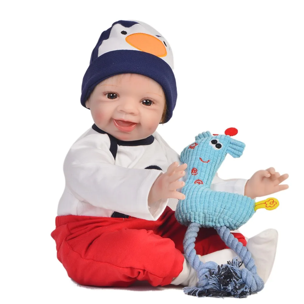 

Мягкая для ручной работы Силиконовая Кукла Reborn Baby малыш Bonecas игрушки 55 см Реалистичная смайлик Reborn кукла ткань тела bebe подарки reborn девушка