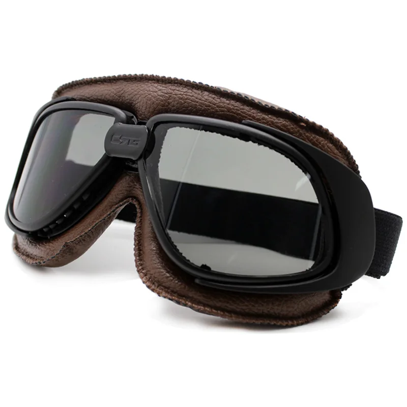 Brown Goggles Nuoxintr мотоциклетные очки s шлем с линза Дымчатого Цвета мотоциклетные очки Винтаж пилот байкер кожа мото велосипед очки ATV - Цвет: Brown Goggles