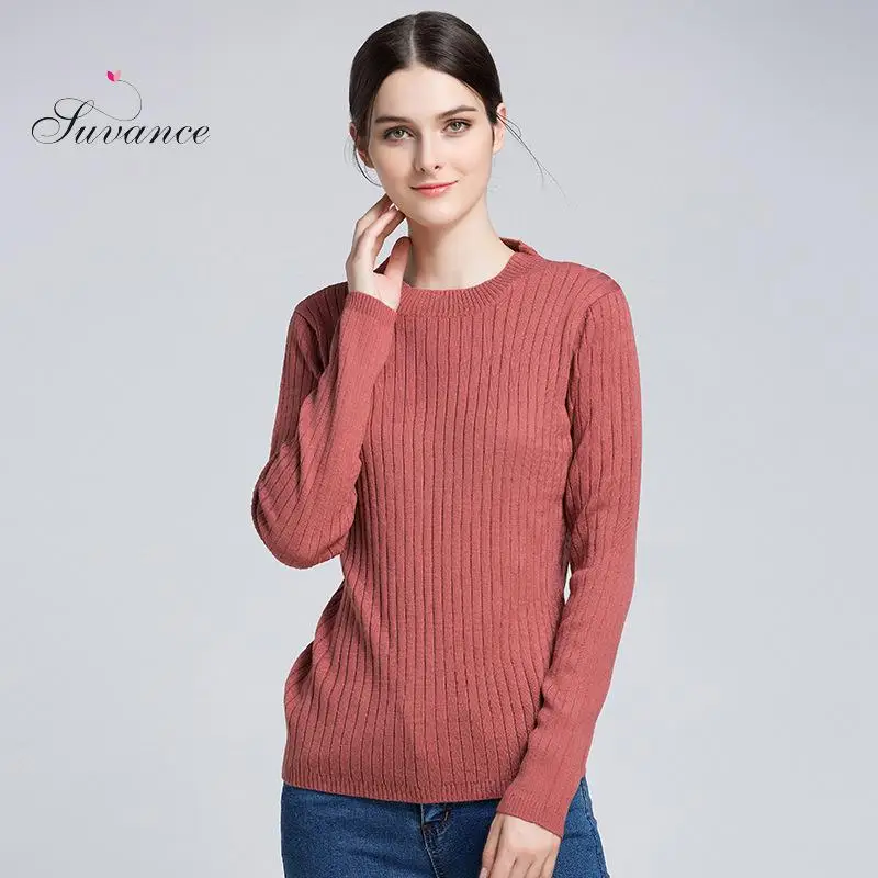 Suvance Autumn Casual Solid 4 Colors Long Sleeves Knitted Quality Pullover Sweaters | Женская одежда