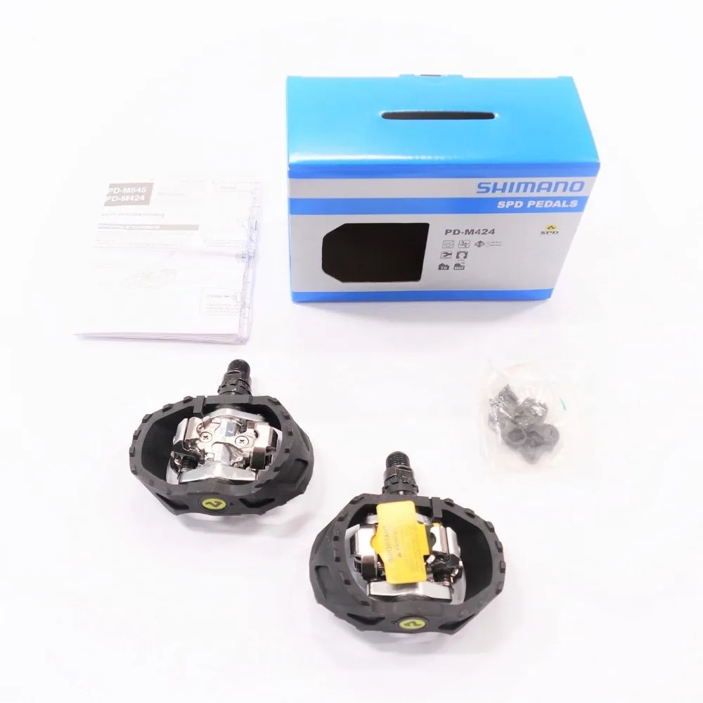 Оригинальный Shimano велосипед SPD PD M424 MTB внедорожный Спорт без клипов 9/16 &quotпедали SM