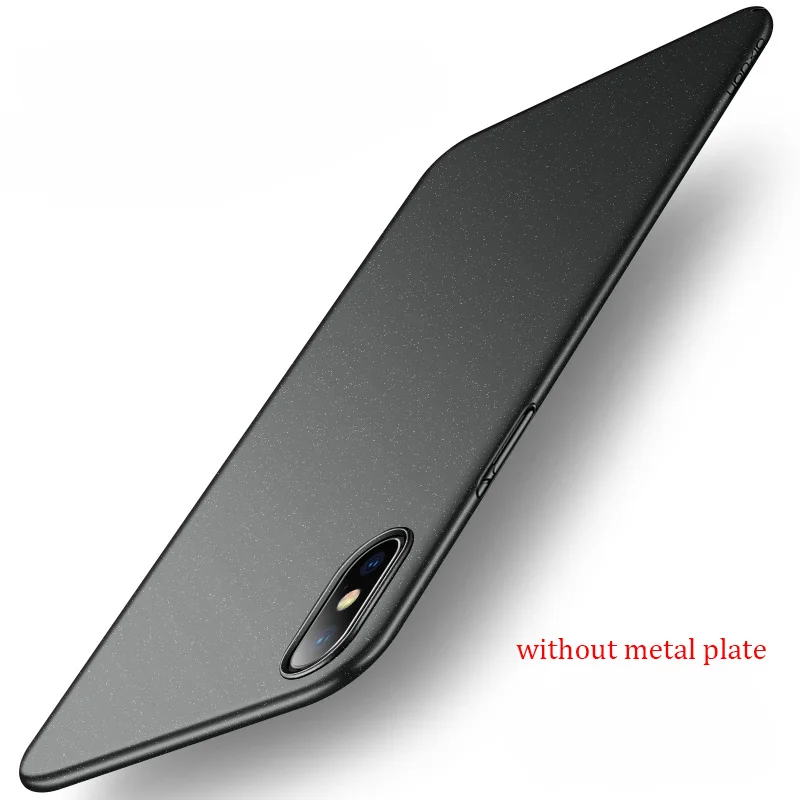 black without metal Магнитный чехол Aixuan для iPhone XS MAX, XR, X, 8 Plus, 7, Матовый Жесткий задний адсорбционный чехол s, чехол для iPhone 7, 6, 6S Plus, samsung чехол - Цвет: black without metal