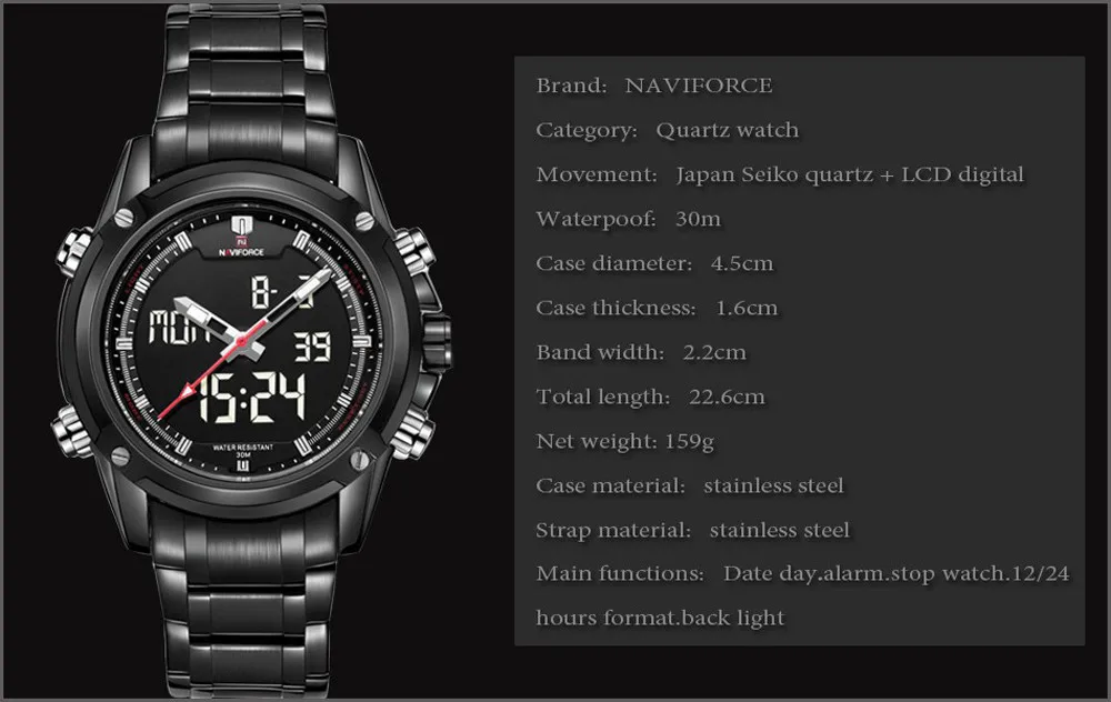 Топ люксовый бренд NAVIFORCE мужские спортивные часы мужские кварцевые светодиодный аналоговые часы полностью стальные мужские военные наручные часы relogio masculino